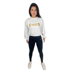 Moletom Cropped Gold Branco - Touch Sports