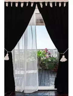 Juego de Cortinas Madrás para Barral - Blanco Salem