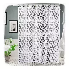 Cortina de Baño Teflón Estampada - Blanco Salem