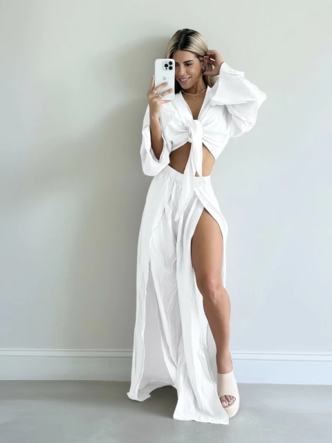 Pantalòn CRUSHED blanco - comprar online