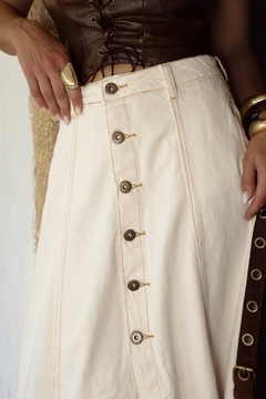 Saia Longa Jeans Botões Off - comprar online