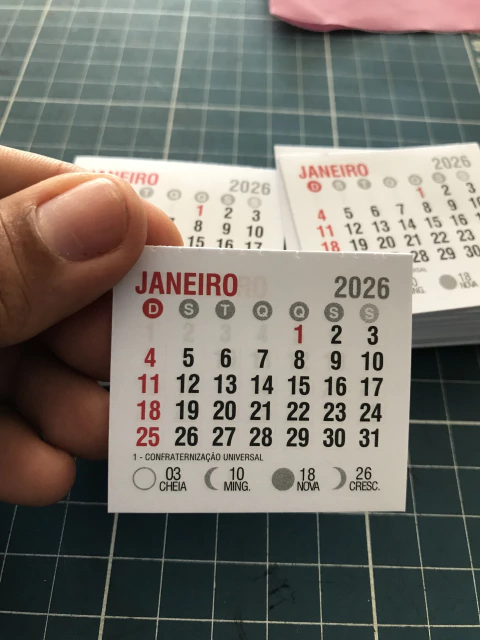 Mini Calendário 2026 | 5x4 cm - 50 unidades - comprar online