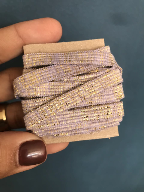 Elástico Chato Glitter 7mm | 2 metros | Cor: Lilás - comprar online