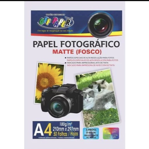 Papel Fotográfico Matte 180g - 50 folhas