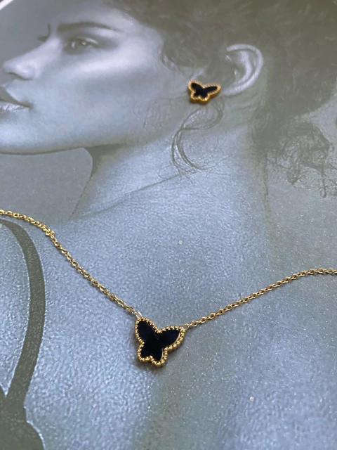 Conjunto borboleta Gold/Prata em aço inox - comprar online