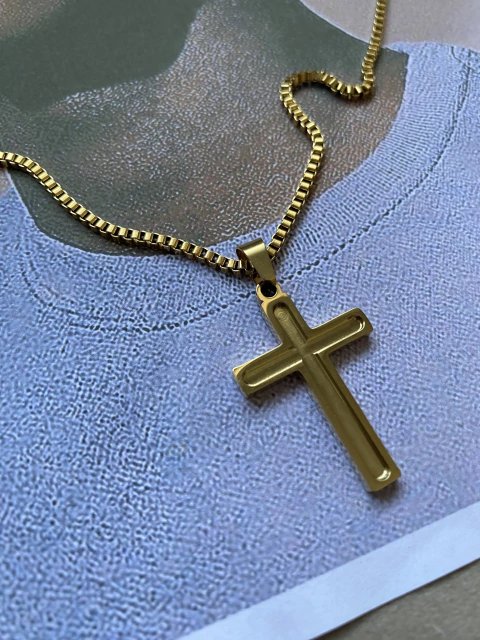 Corrente veneziana com pingente em aço inox Gold 60cm - comprar online