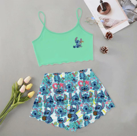 PIJAMA CURTO ONDINHA - STITCH MILITAR - comprar online