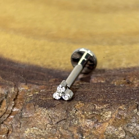 Labret Titânio 3 Zircônias Mini Trinity