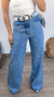 Calça pantalona Jeans Com Strass Lavagem Clara - comprar online