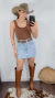 Saia Jeans Lavegem Clara Com cinto marrom  Passador de Cinto e bolsos  Country Western Feminina