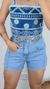 Shorts Jeans Com Tachinhas Brillho Lavagem Clara Country 