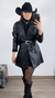 Blazer em couro sintético manga longa Country