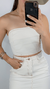 Conjunto Saia Jeans midi e Cropped Corselete Branco Country - Deulook western - Moda Country feminina