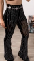 Calça Tule Feminina com Listras em Strass de Brilho