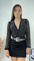 Body decotado Preto Com pedrinhas Strass Manga Tule na internet