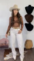 Calça jeans OFF Wide leg com tachinhas douradas - comprar online