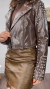 Jaqueta curta em couro Marrom premium pedraria strass - Deulook western - Moda Country feminina