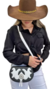 Bolsa Couro Branca com preto Bordado Country Feminina com Alça 