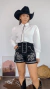 shorts suede com strass e tachinhas Preto - comprar online