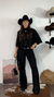 Conjunto suede western calça com franjas e Bata - Preto - comprar online