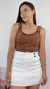 Shorts saia com brilho strass Branco Bengaline