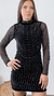 Vestido Veludo Preto com Strass Costas Nuas