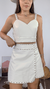 Conjunto shorts saia em couro premium e cropped Off