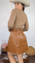 Cropped Manga longa tule nude com quadriculado brilho