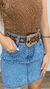 Saia Jeans Lavagem Clara Country Com Cinto.
