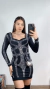 Vestido Preto com Strass Suplex Manga Longa