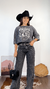 Calça Jeans Wide Leg Cinza Estonada Com brilho strass - comprar online