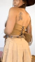 Cropped corslete Couro Nude com Pedrarias Strass - Deulook western - Moda Country feminina