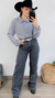 Calça Jeans cinza esgotada Wid leg