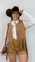 Colete couro com tachinhas Bege - comprar online