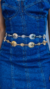 Cinto Country De Corrente metal oval plissado losango - Dourado na internet