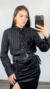 Camisa Estilo Social Preta Com Strass e Pedrarias Strass Brilho