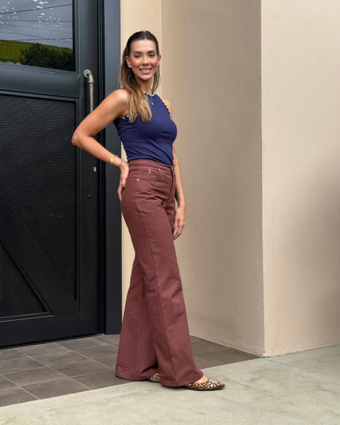 CALCA SARJA FIVE POCKETS MARROM MURAU M4515050