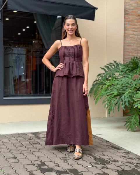 SAIA LONGA COM ELASTICO NO COS LINHO ELEGANCE LA CHOCOLE 450204