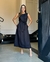 VESTIDO MIDI COM FAIXA E RECORTES NAS COSTAS EM LINEN PRETO CHEROY 1111246