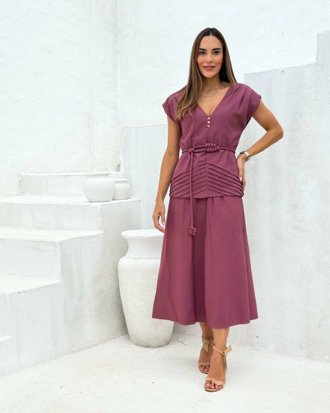 VESTIDO MIDI TWILL RAYON FLAT ICE LA CHOCOLE 450118 - comprar online
