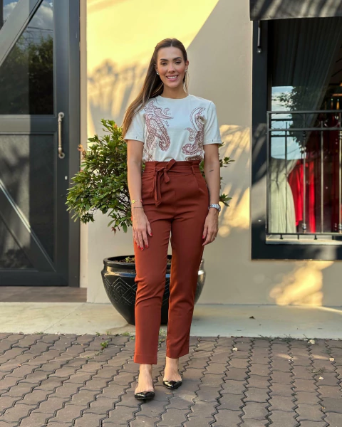 CALÇA CLOCHARD CREPE ALF COM FAIXA KARMANI 010782