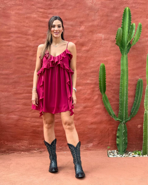 VESTIDO CURTO BABADOS ESMERAL 38048