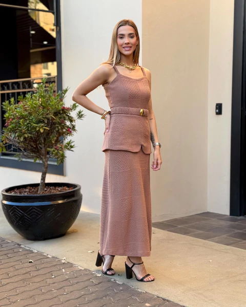 VESTIDO MIDI COM PALA VERONA LA CHOCOLE 260183