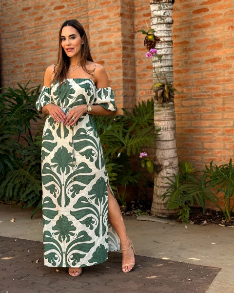 VESTIDO LONGO EM CAMBRAIA LIZ ESTAMPADO INSP 2141166