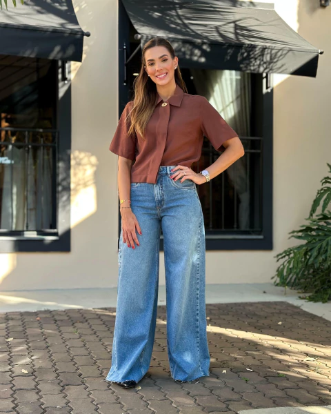 CALCA JEANS PANTALONA COM BOLSO CARPINTEIRO NO TRASEIRO HIT T25003