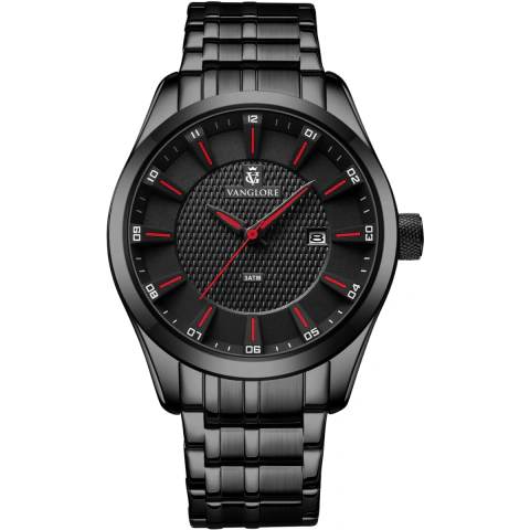 Relógio Masculino Preto Ponteiro Vermelho Vanglore Nexus 44 mm