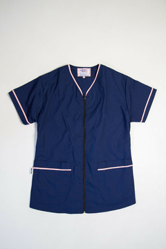 Chaqueta con Cierre vivos Rosa - Base Azul