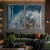 Quadro Decorativo 2 Telas Florais e Folhagens Dente de Leão ao fundo azul - buy online