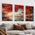 Kit 3 Quadros Decorativos Paisagem Por do Sol Árvore Vermelha Monte Fuji - comprar online