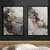 Kit 2 Quadros Decorativos Abstrato Preto e Dourado